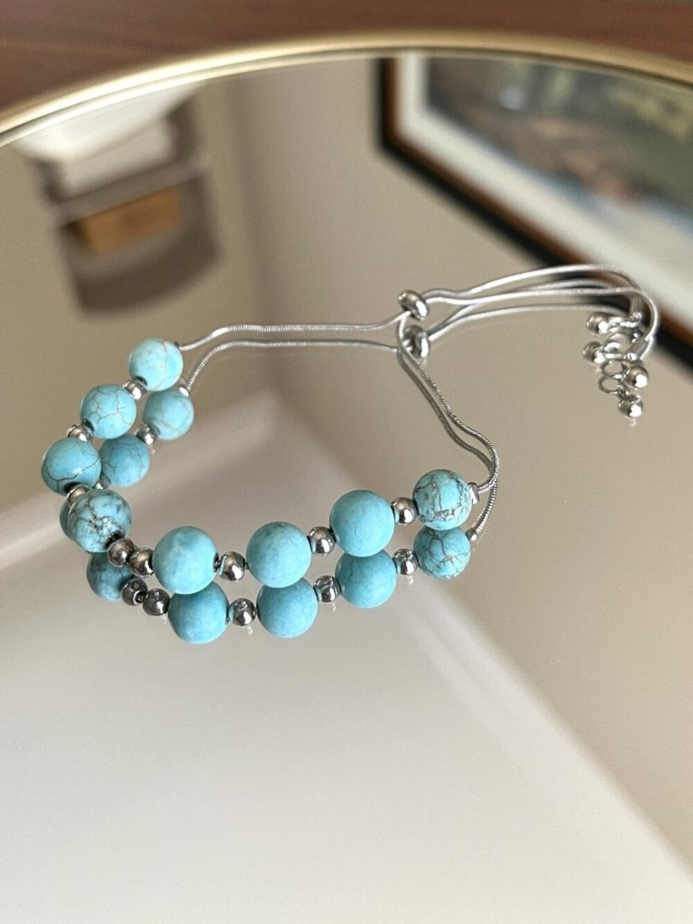 Hand Made Howlite Beaded Adjustable Bracelet